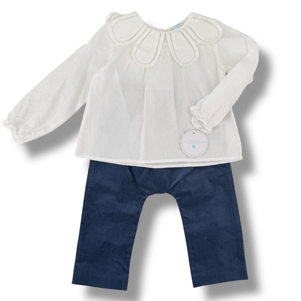 Edgehill Collection Scalloped Petal Shirt Corduroy Pants 2pc Outfit Girl Sz 18M